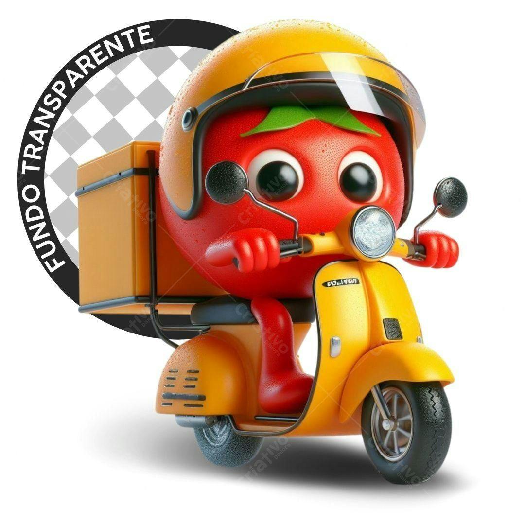 Icone Tomate entregador em moto PNG com fundo transparente