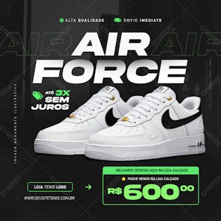 Tenis nike air force psd editável oferta loja calçado