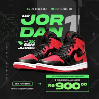 Tenis air jordan nike psd editável oferta loja de calçado