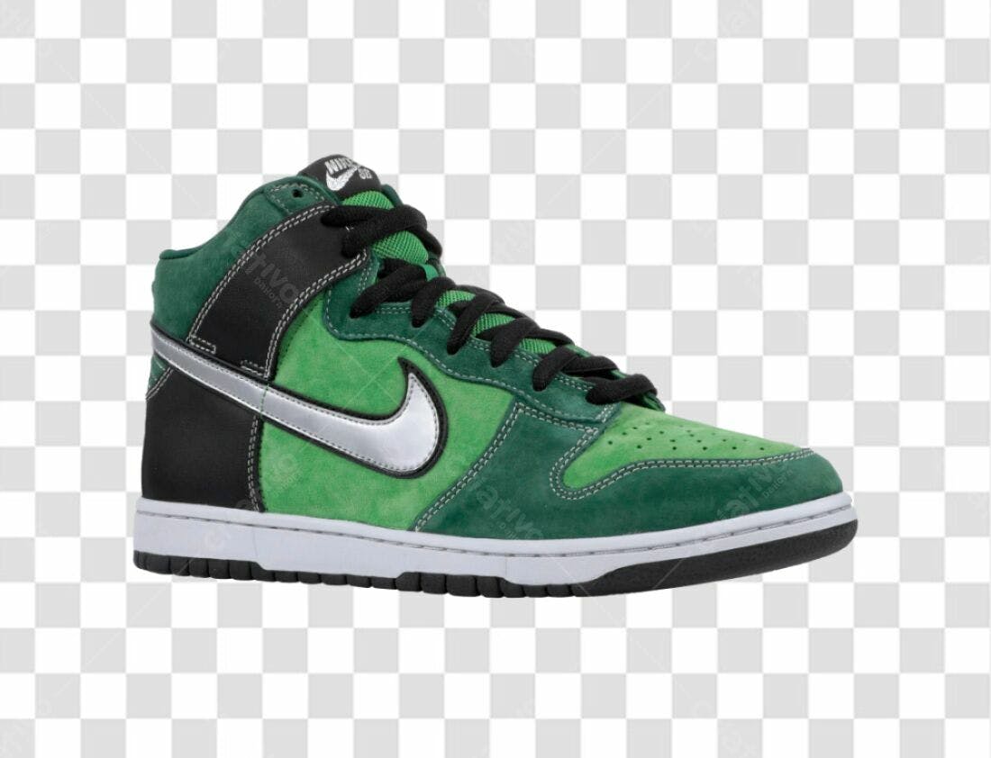 Icone Tênis Nike Verde e Preto PNG com fundo transparente