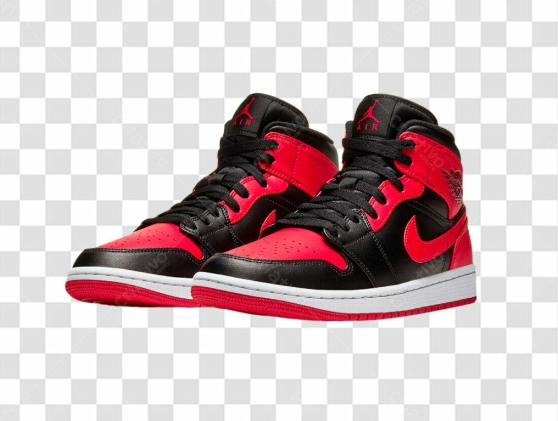 Icone Tênis Air Jordan Vermelho e Preto PNG com fundo transparente
