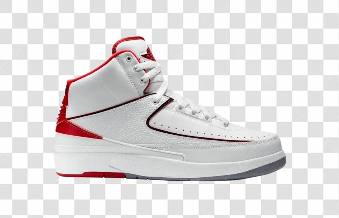 Icone Tênis Basquete Branco e Vermelho PNG com fundo transparente
