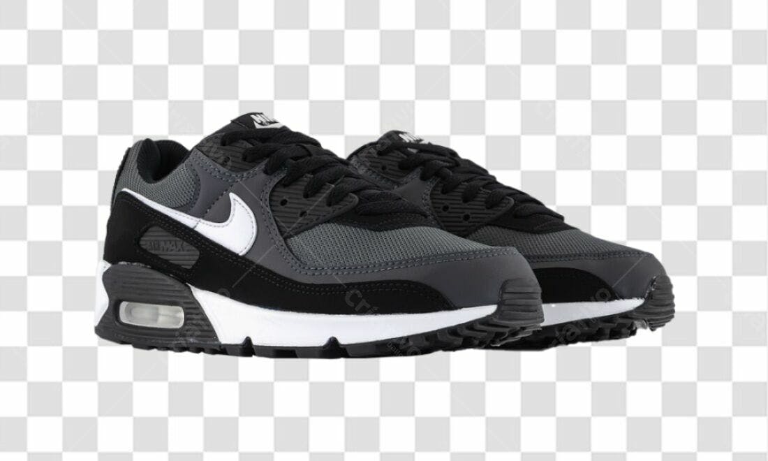 Icone Nike Air Max 90 Cinza e Preto PNG com fundo transparente
