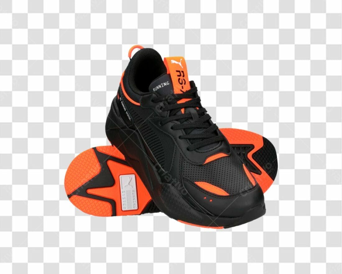 Imagem Tênis Puma Preto e Laranja PNG com fundo transparente