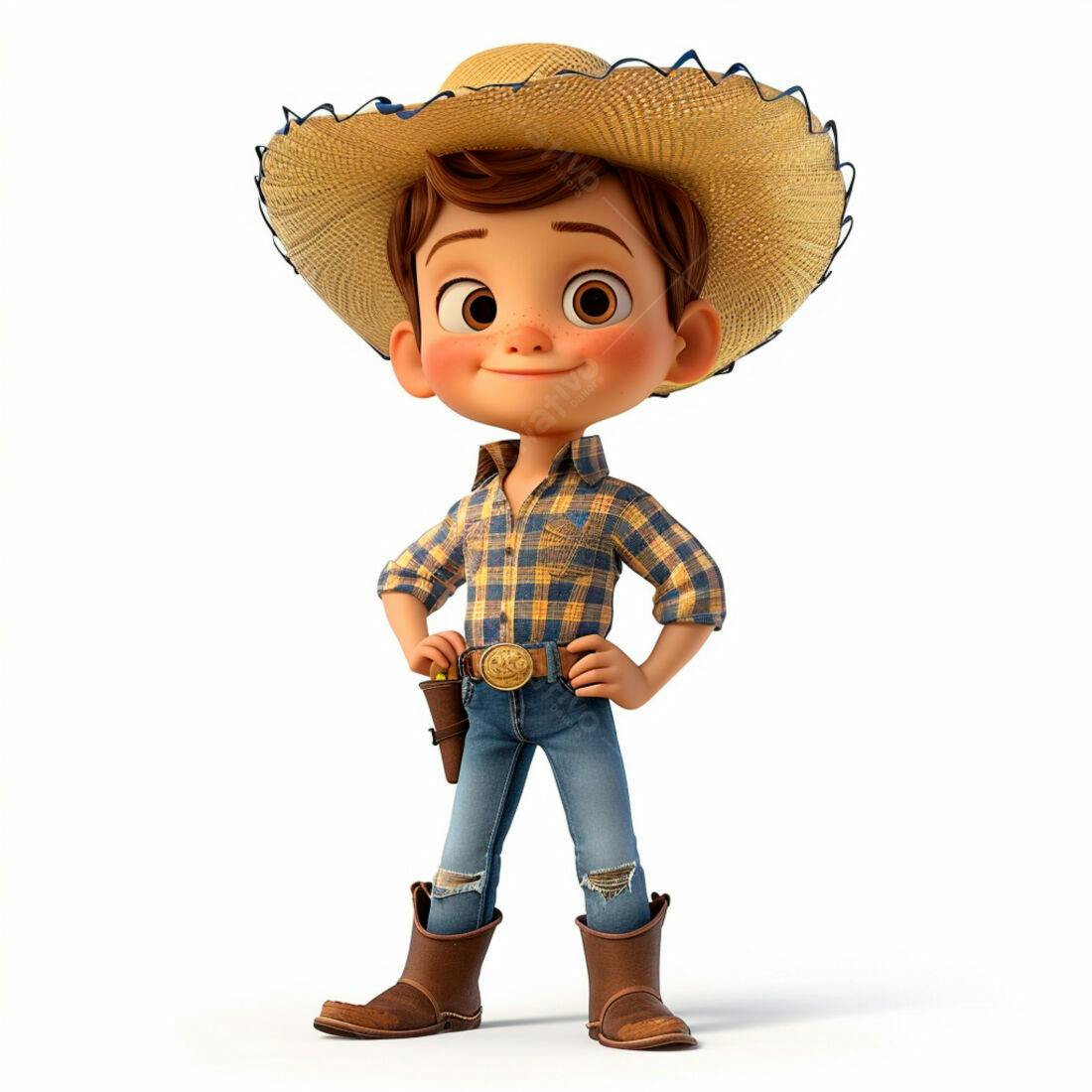 Menino fazendeiro estilo cartoon chapéu palha