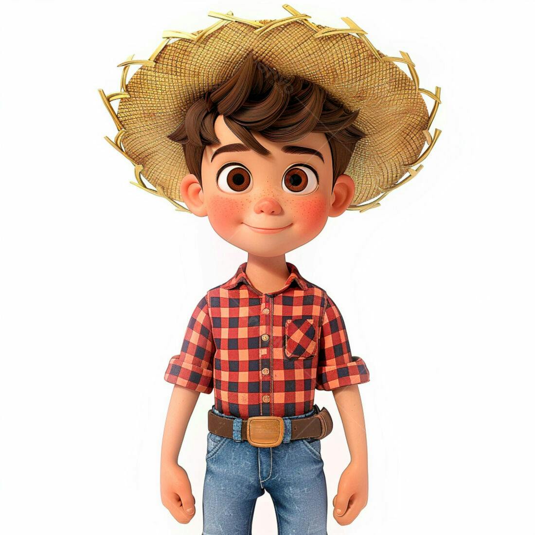 Menino agricultor desenho animado chapéu palha