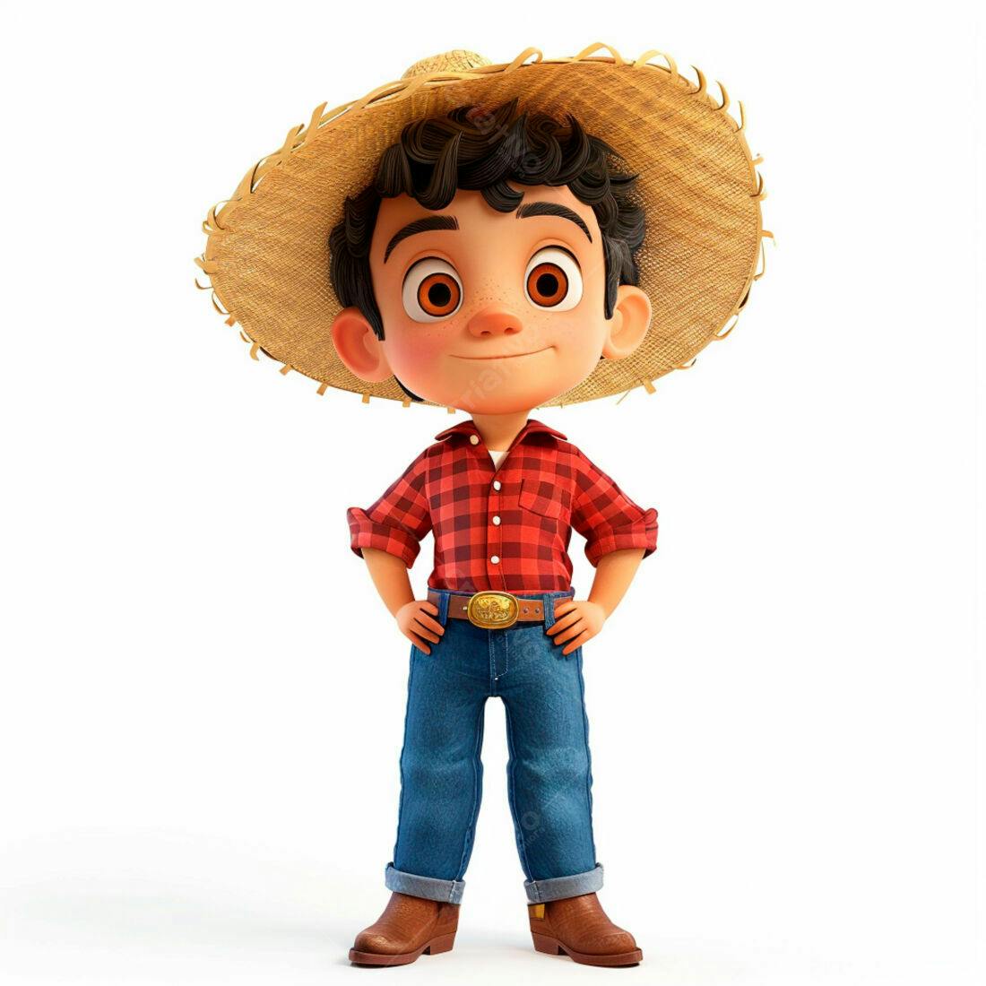 Menino Fazendeiro Sorridente em 3D