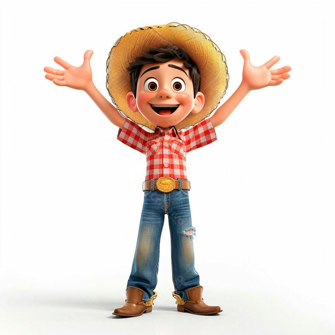 Menino feliz chapéu de palha braços abertos
