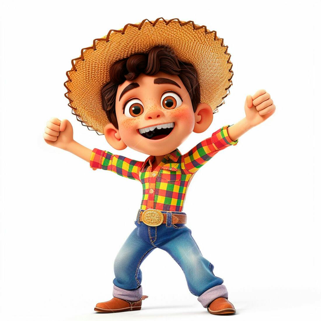 Menino alegre Festa Junina chapéu palha