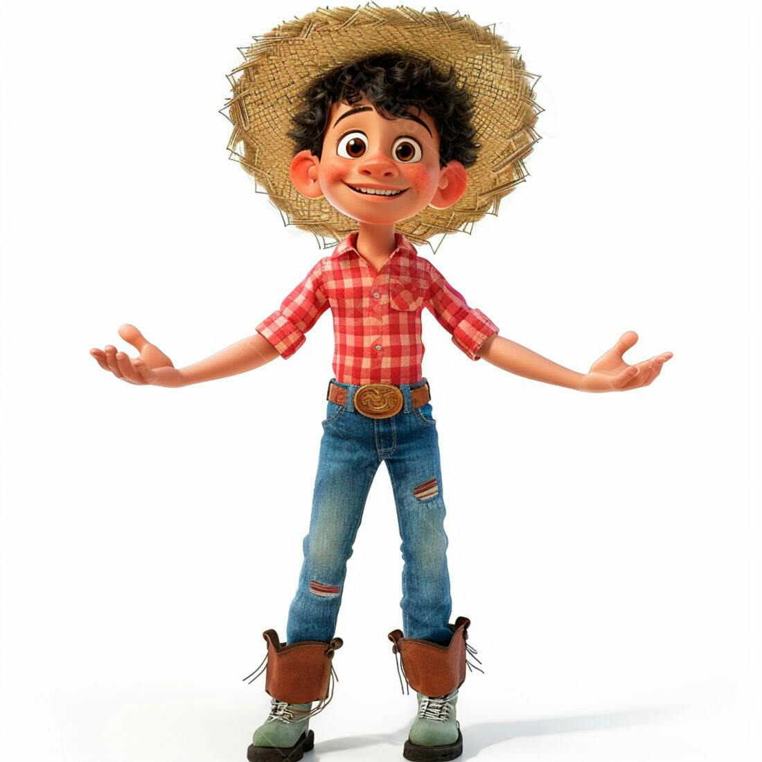 Menino sorridente roupa de fazendeiro