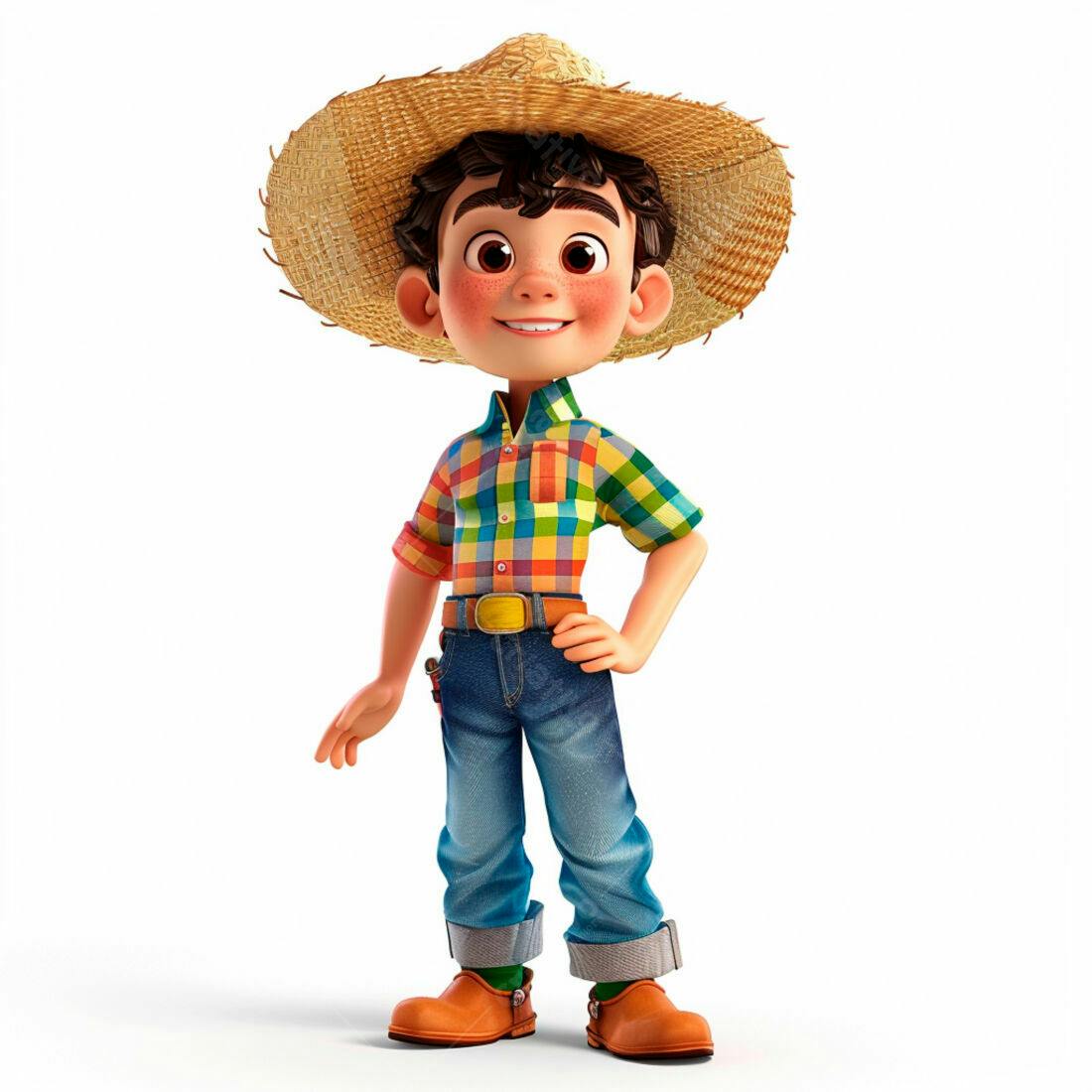 Menino agricultor alegre chapéu de palha
