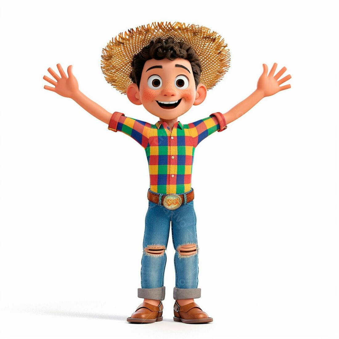 Menino alegre vestindo roupa de festa junina