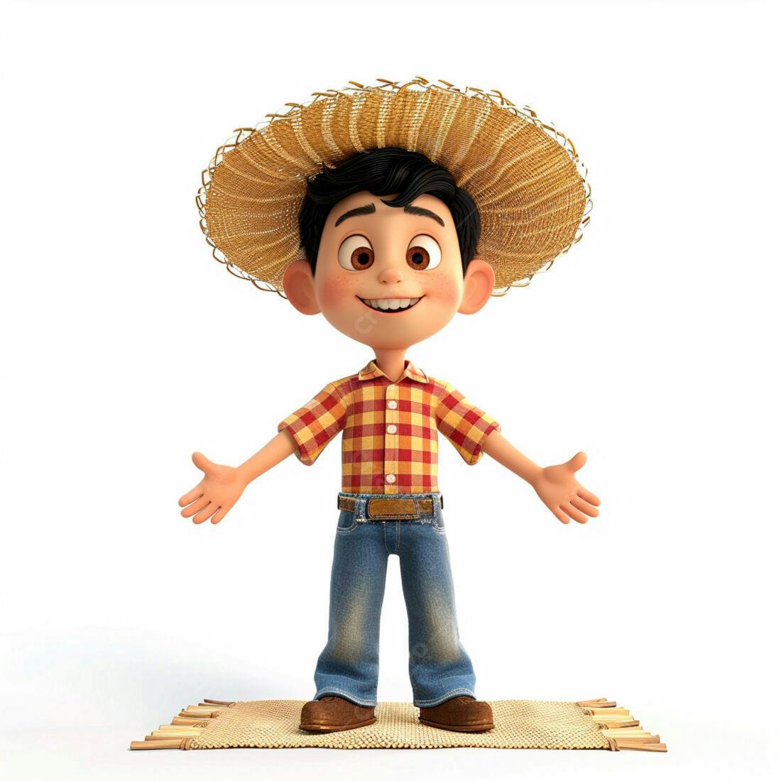 Menino sorridente vestindo roupa de festa junina