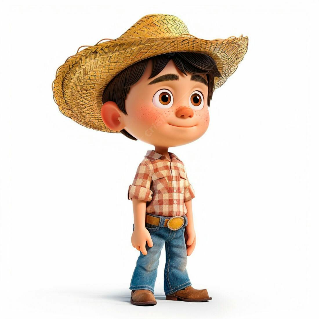 Menino fazendeiro estilo cartoon sorrindo