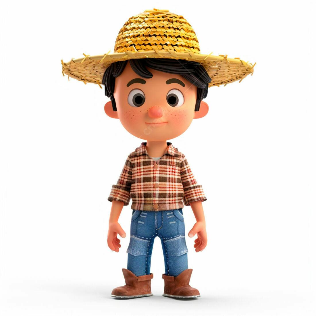 Menino Fazendeiro Cartoon 3D