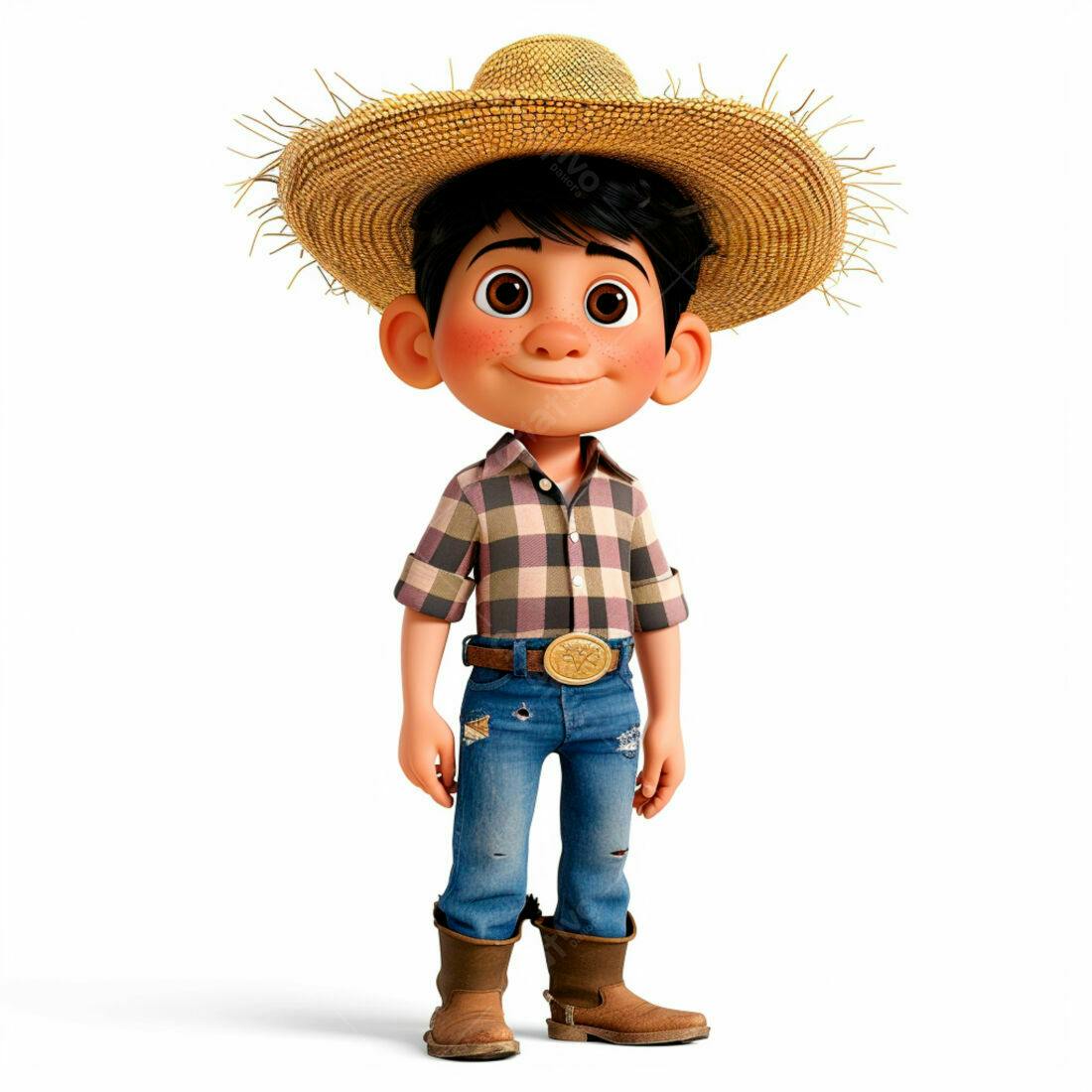 Menino Fazendeiro Animação Sorridente