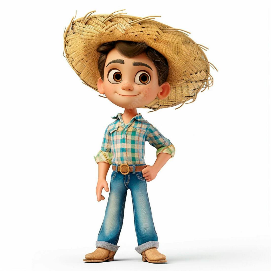 Menino agricultor alegre chapéu palha