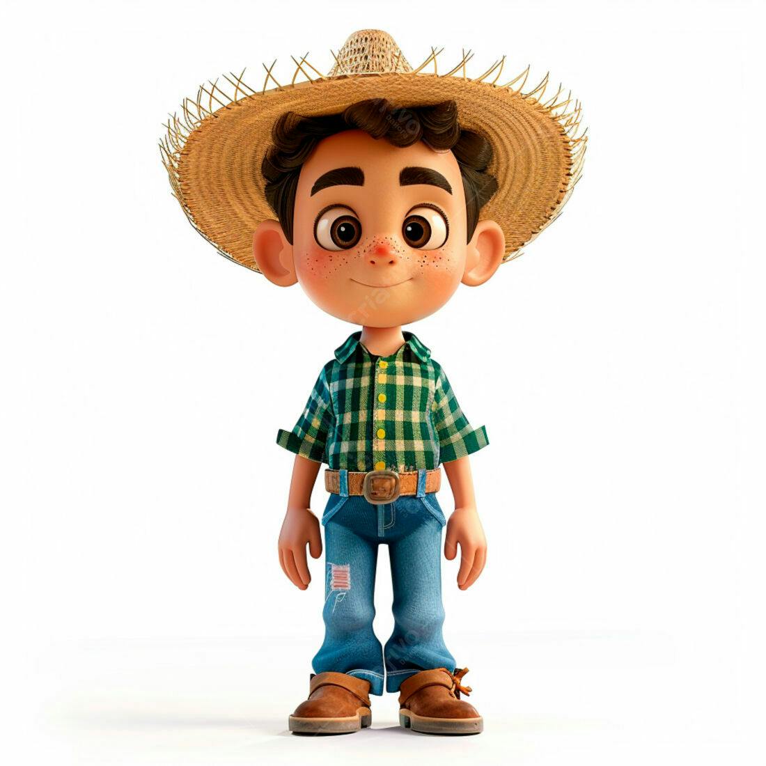 Menino agricultor com chapéu de palha