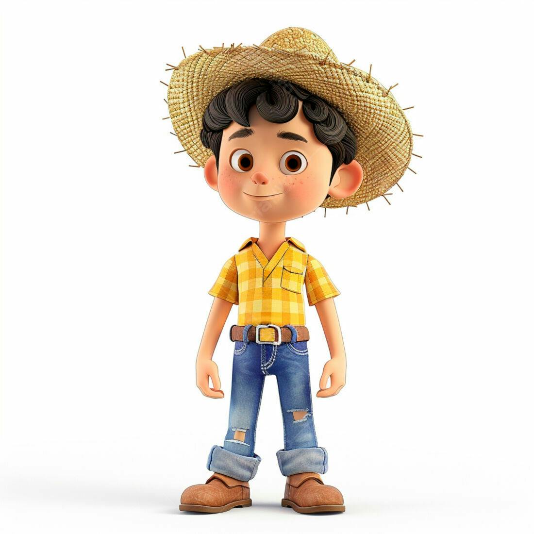 Menino Fazendeiro sorrindo chapéu de palha