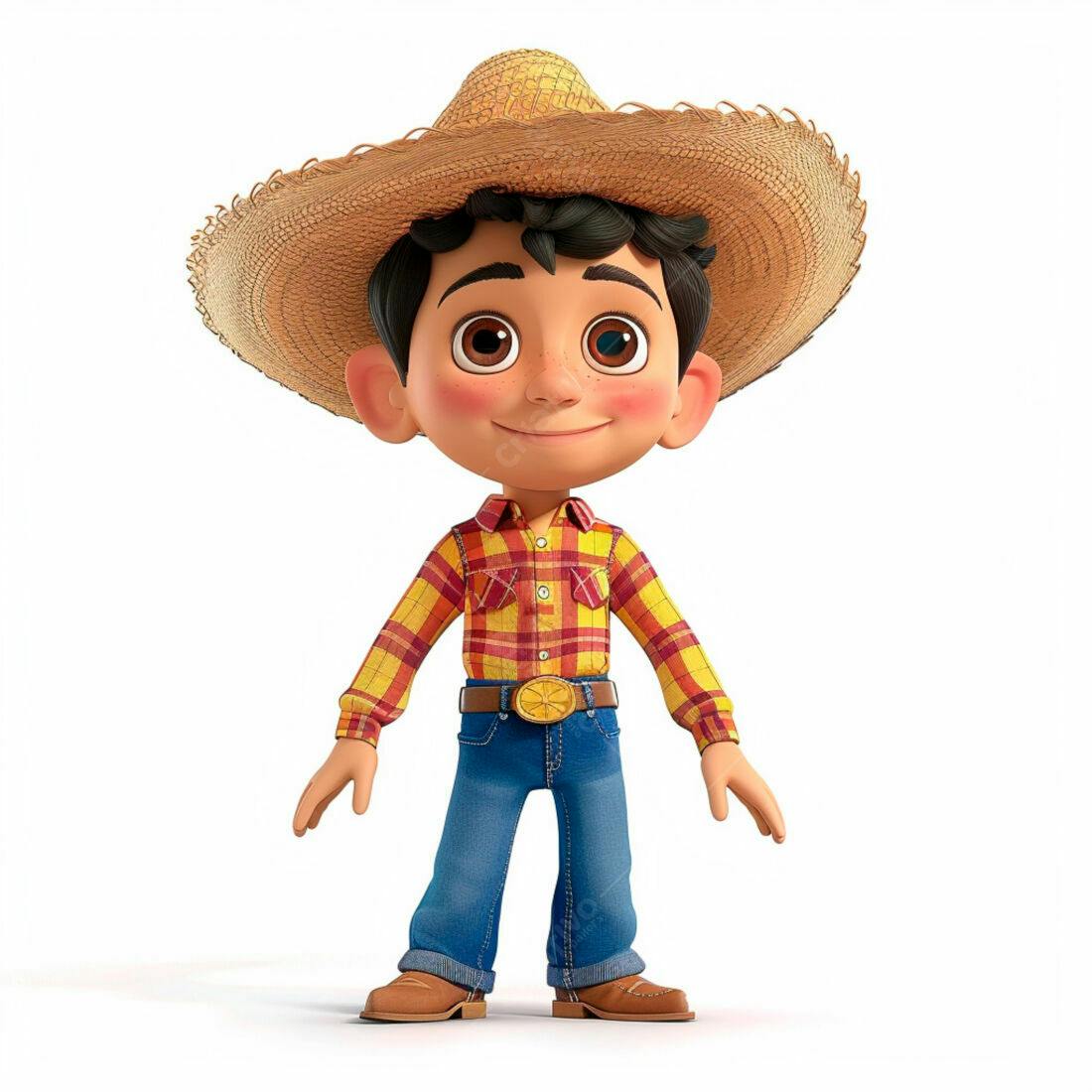 Menino Fazendeiro desenho animado alegre