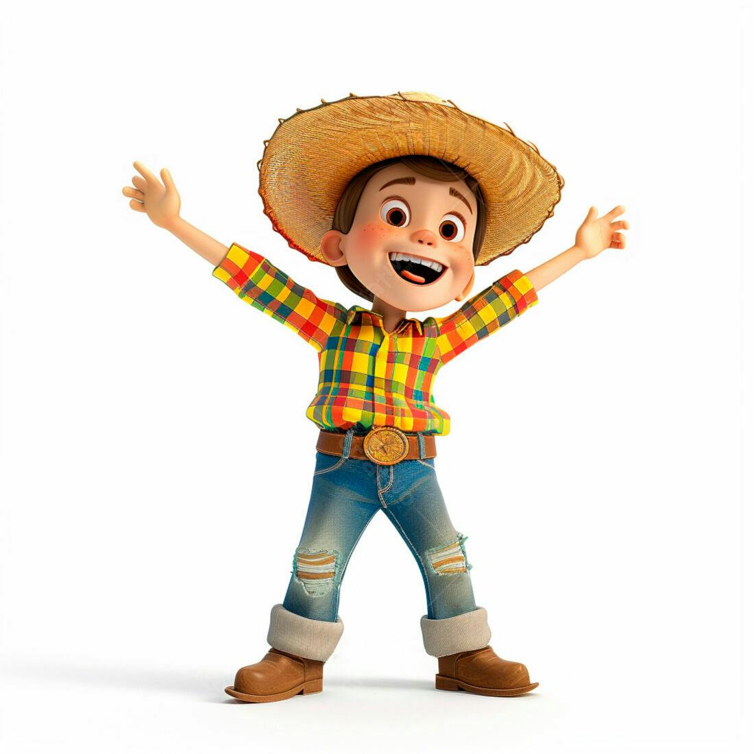 Menino alegre vestindo roupa de festa junina