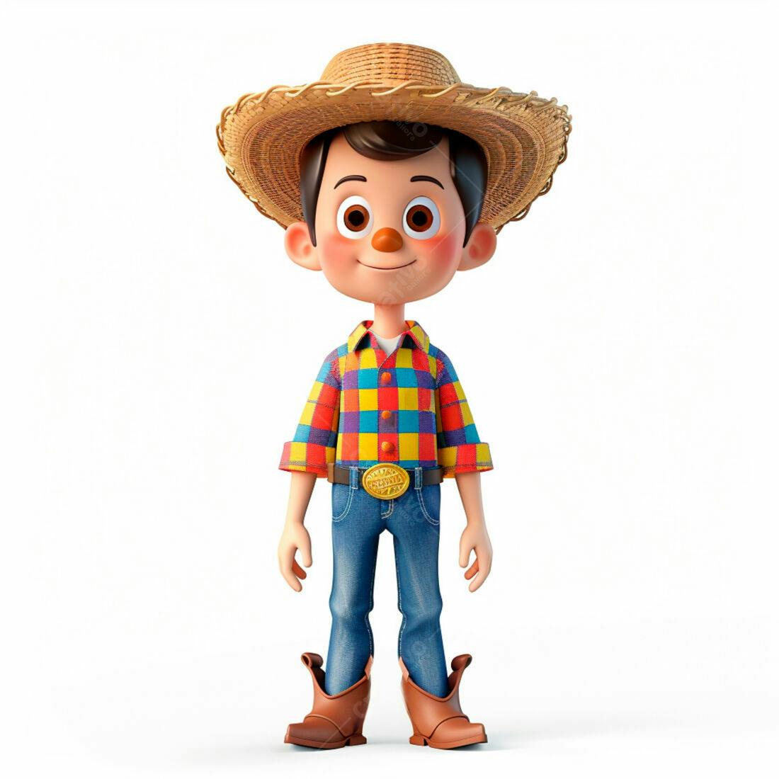 Menino sorridente vestindo roupa de Festa Junina