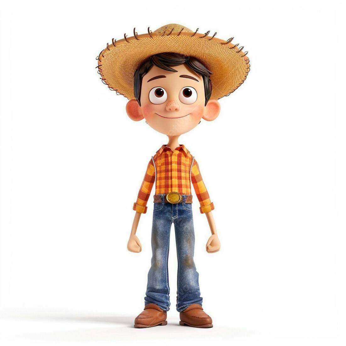 Menino agricultor alegre usando chapéu de palha