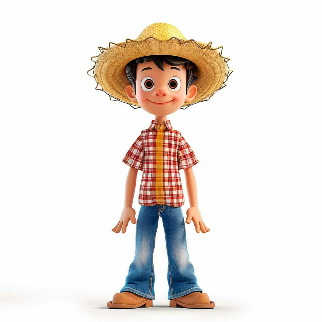 Menino agricultor desenho animado chapéu palha
