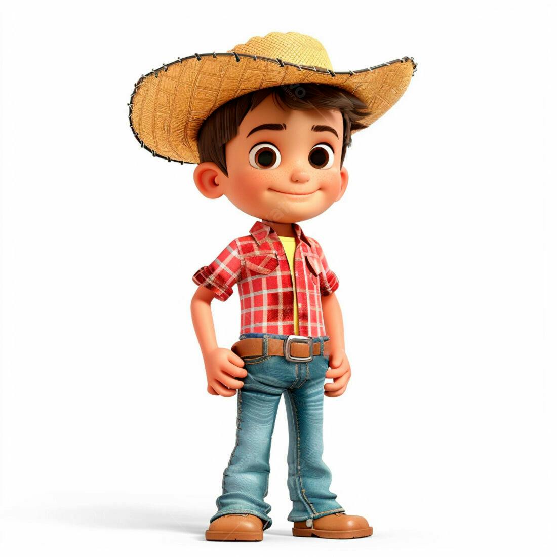 Menino Fazendeiro Cartoon Sorrindo
