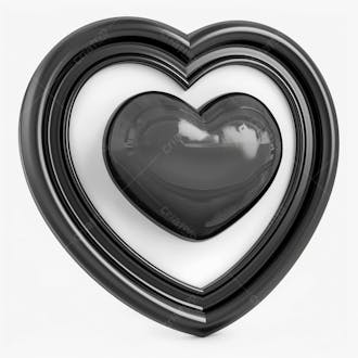 Icone 3d preto com coração branco