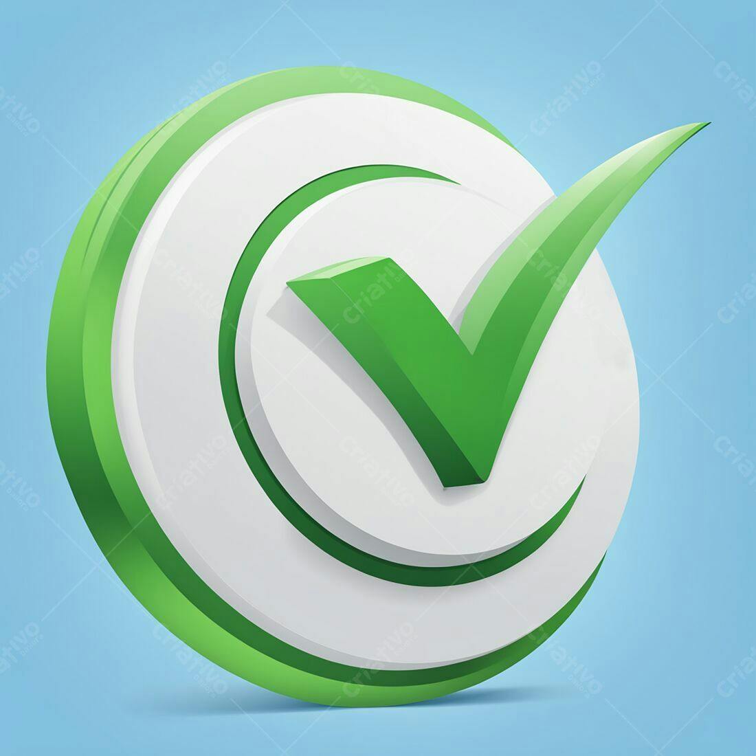 Ícone de check verde e branco 3D