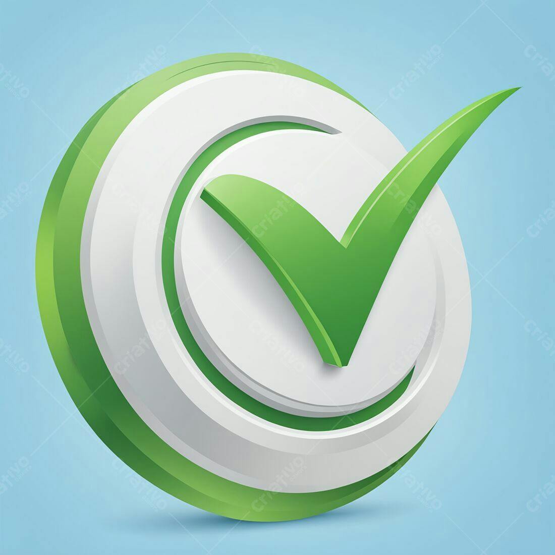 Ícone de Check Verde e Branco 3D