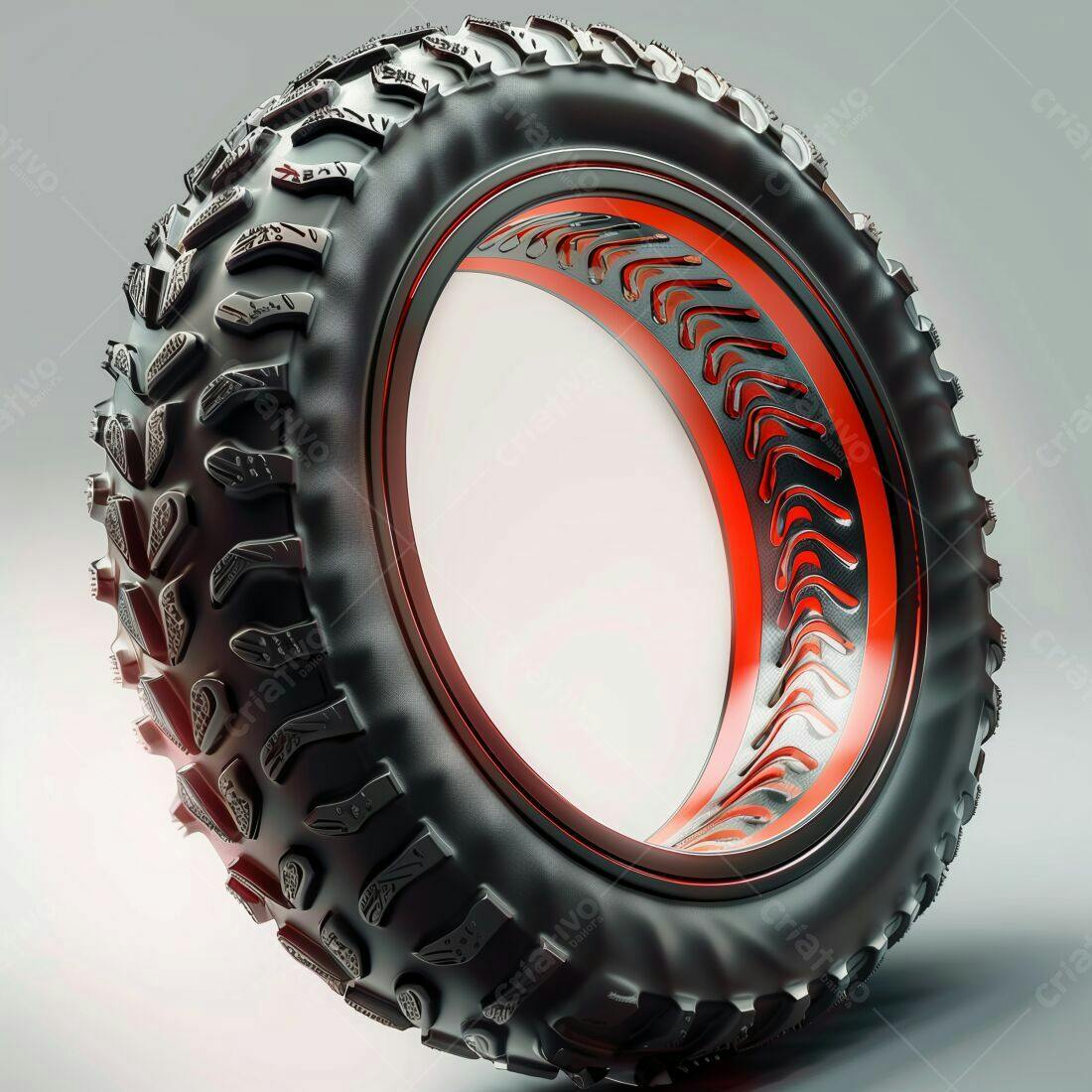 Pneu off-road preto e vermelho