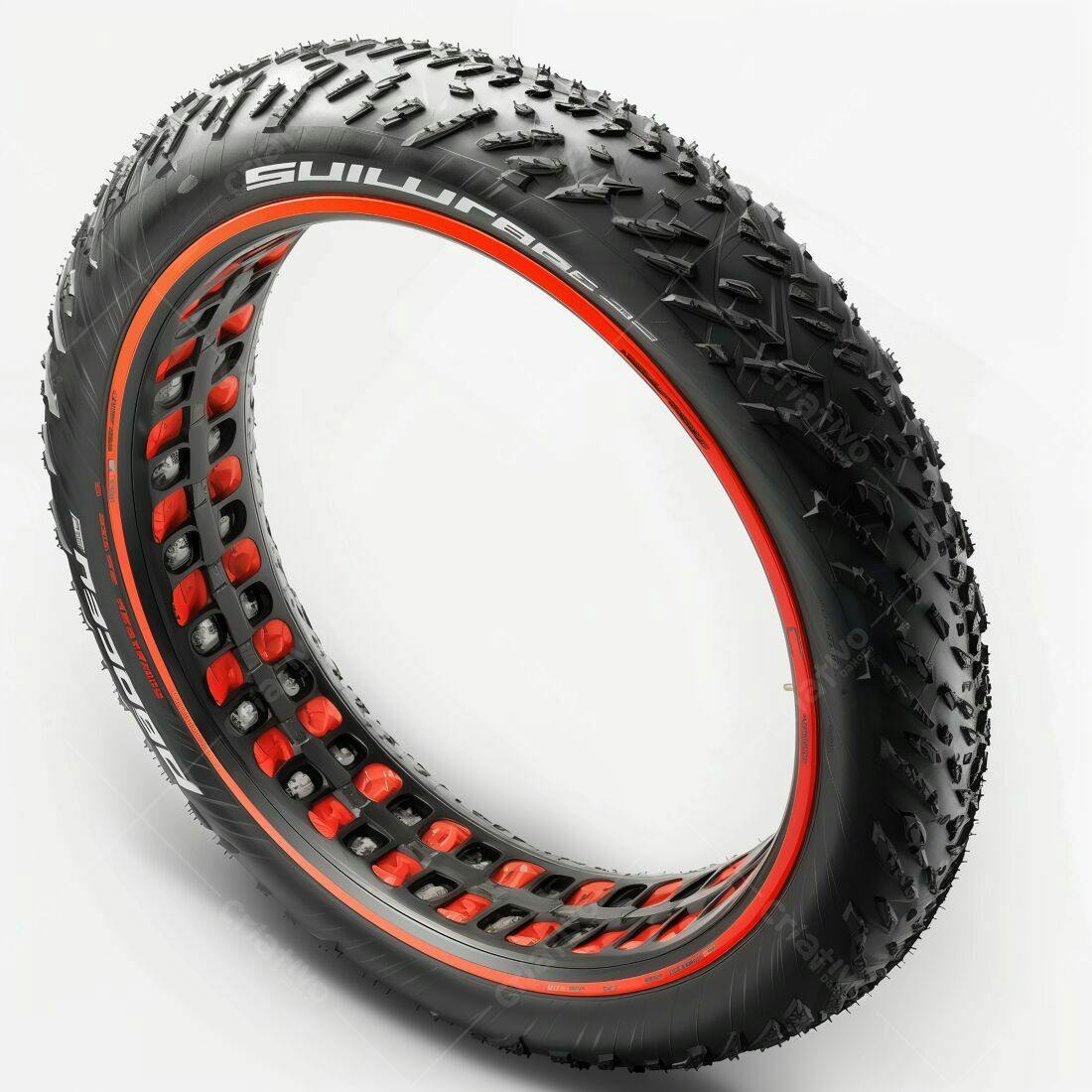 Pneu de Bicicleta Fat Bike Preto e Vermelho
