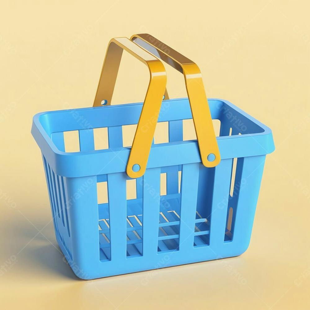Imagem De Uma Cesta 3D De Compras