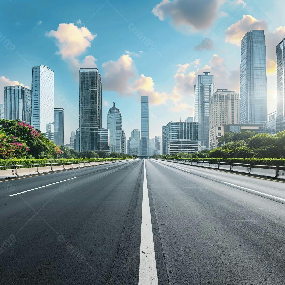 Estrada asfaltada moderna em cidade grande