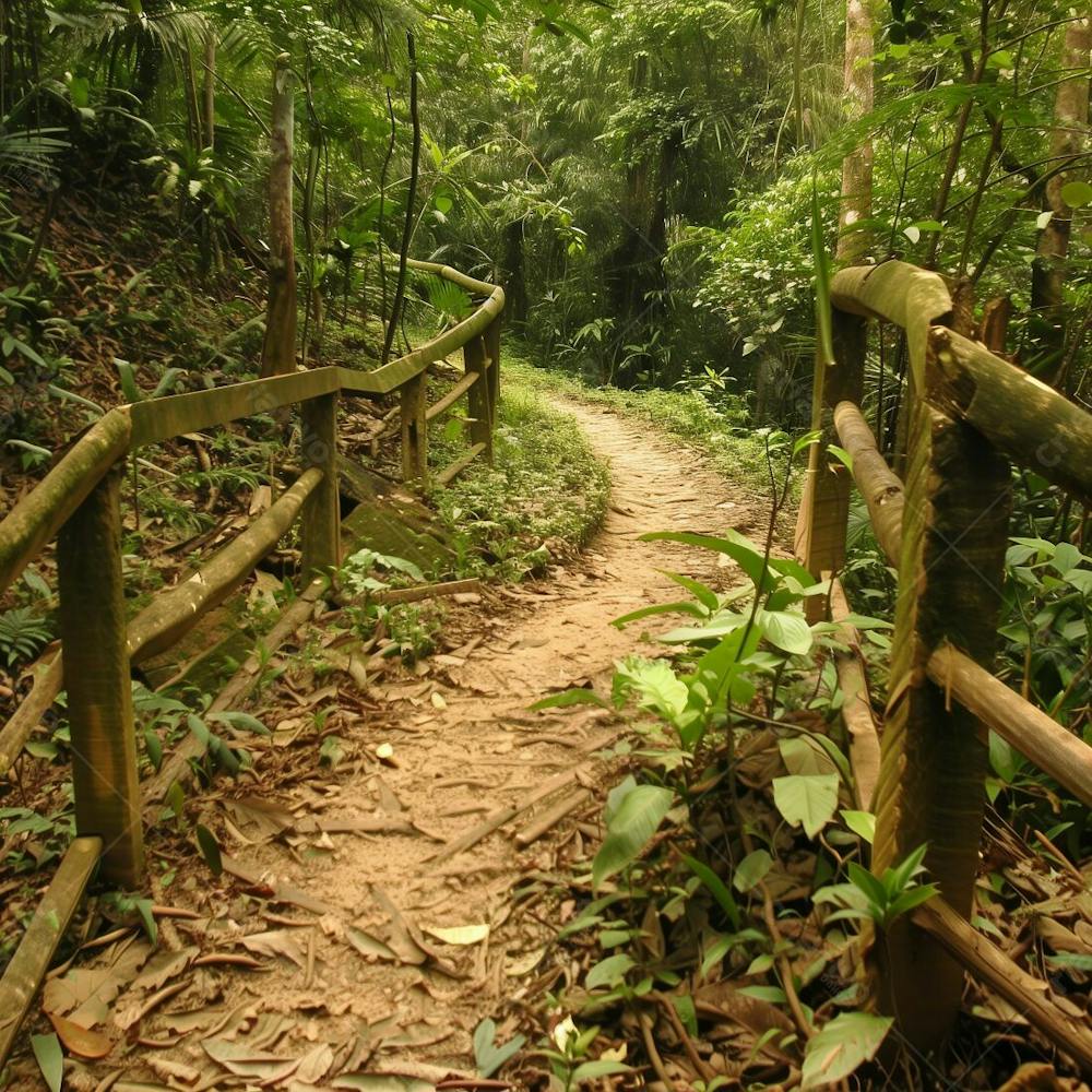 Imagem De Uma Trilha No Meio Da Floresta