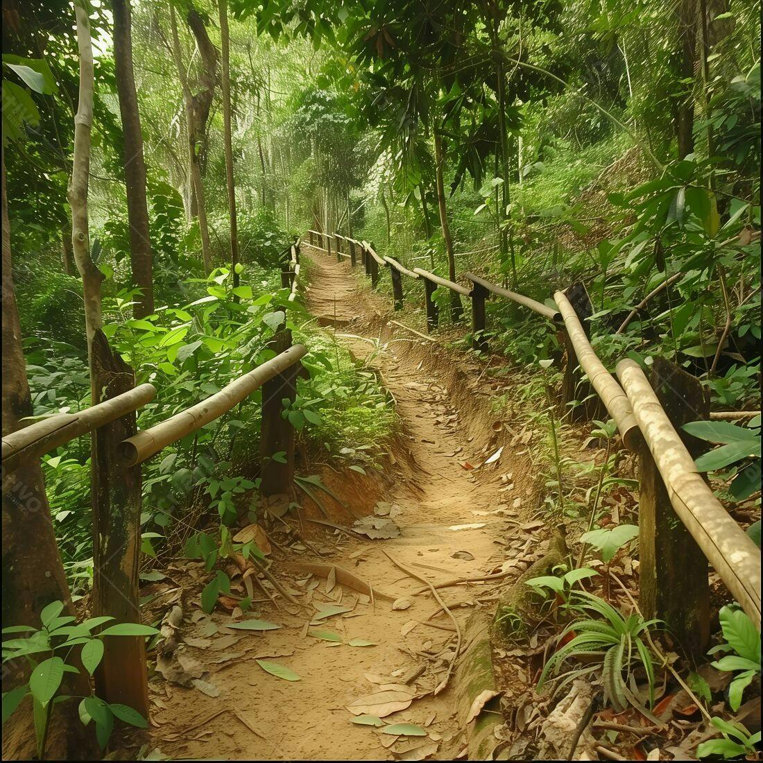 Trilha na Floresta Tropical Verde