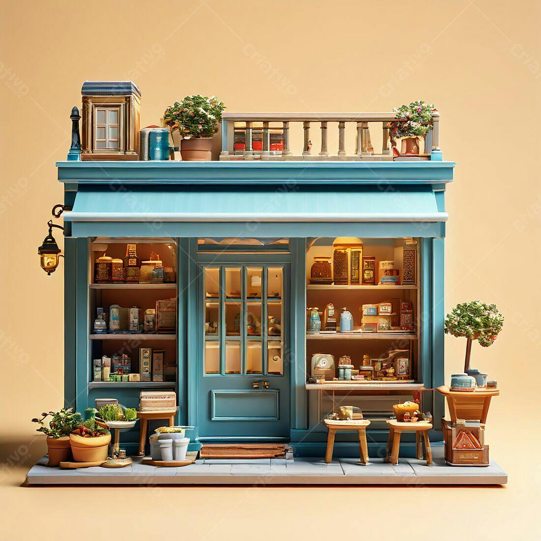 Miniatura de Loja Azul Provençal com Detalhes