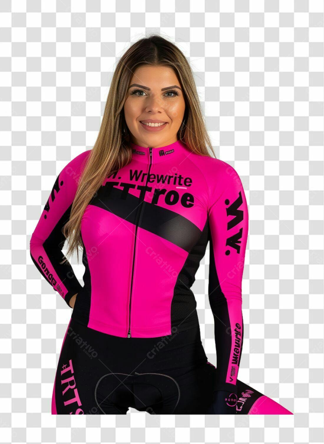 Foto Ciclista Mulher Uniforme Rosa PNG com fundo transparente
