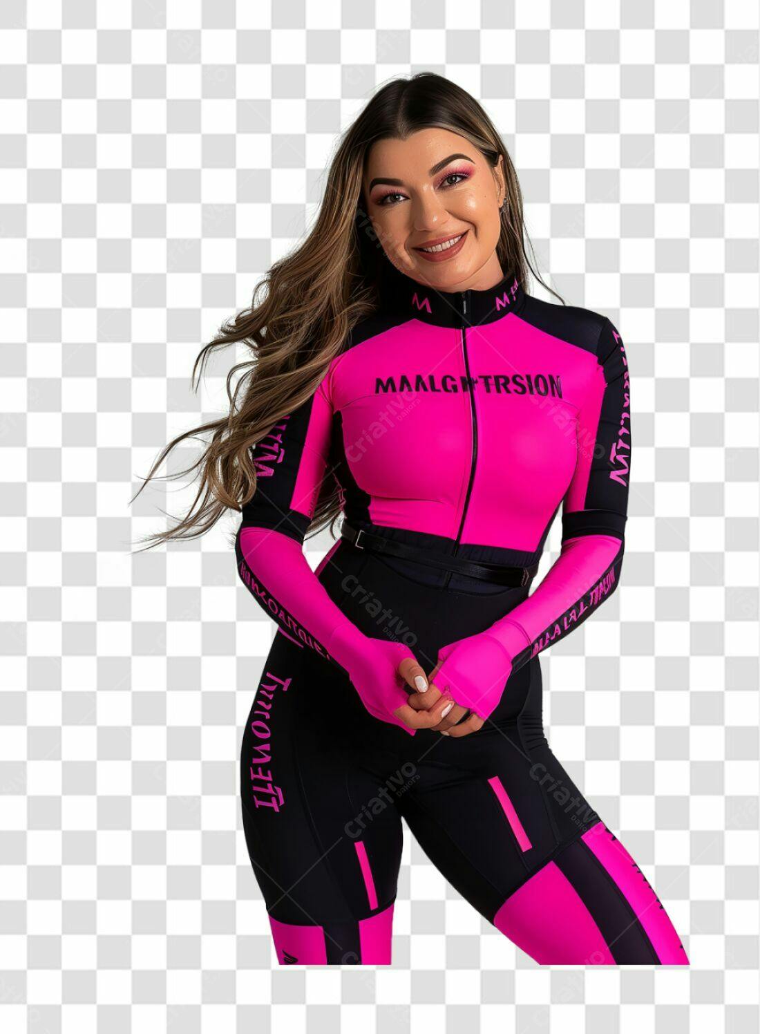 Imagem PNG com fundo transparente Mulher em roupa esportiva rosa e preta