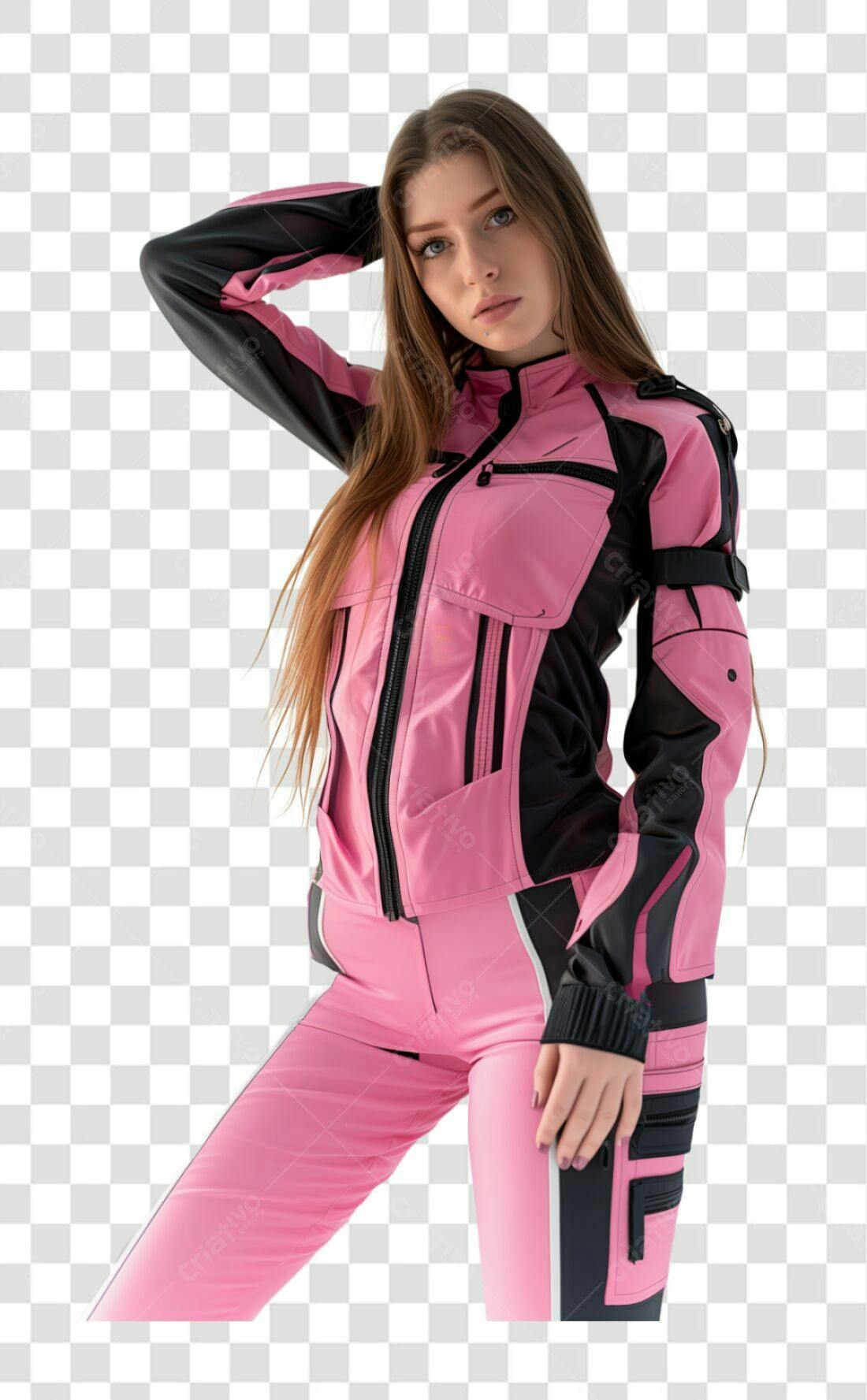 Imagem PNG Modelo Feminino Roupa Rosa com fundo transparente