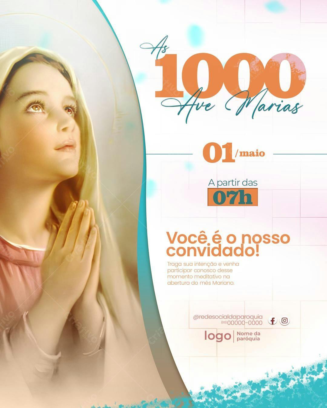 Flyer para 1000 Ave Marias PSD Editável