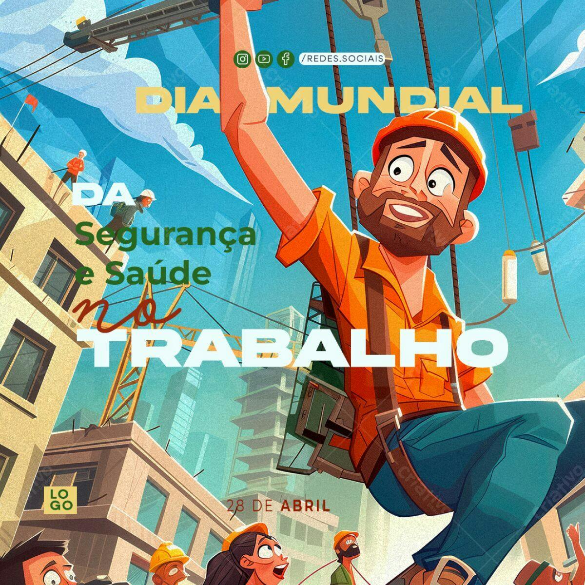 Flyer Dia Mundial da Segurança e Saúde no Trabalho PSD Editável