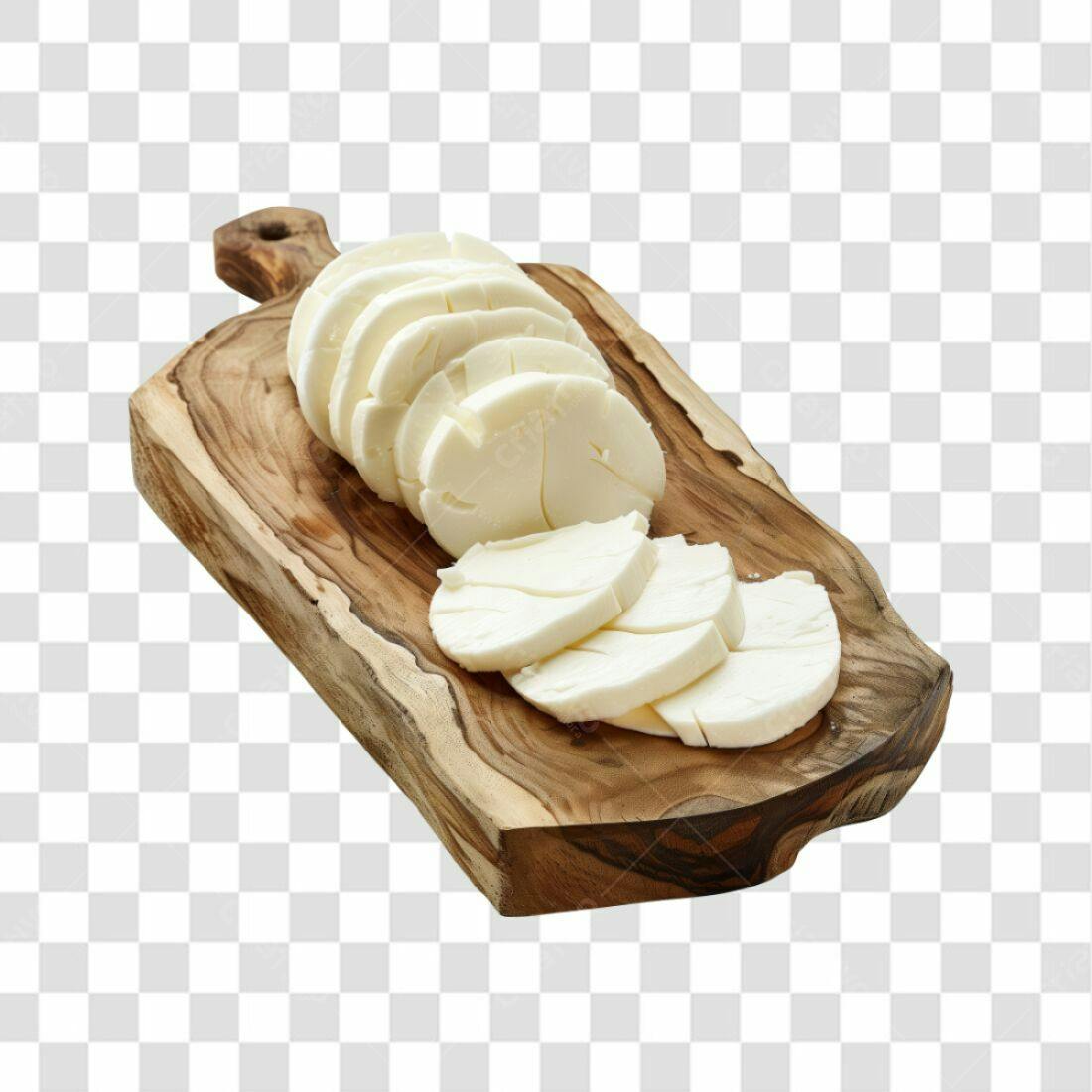 Imagem Queijo Fatiado Tábua Madeira PNG com fundo transparente