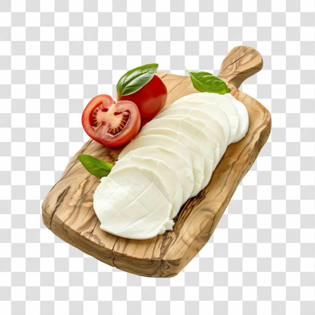Imagem PNG de fatias de mussarela com tomate e manjericão com fundo transparente