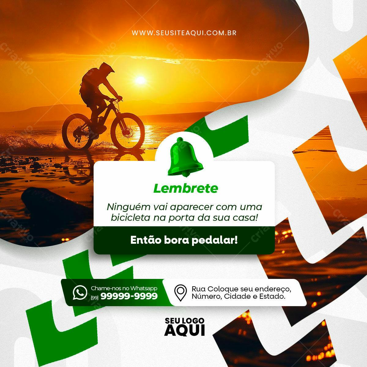 Flyer para Campanha de Ciclismo ao Por do Sol PSD Editável