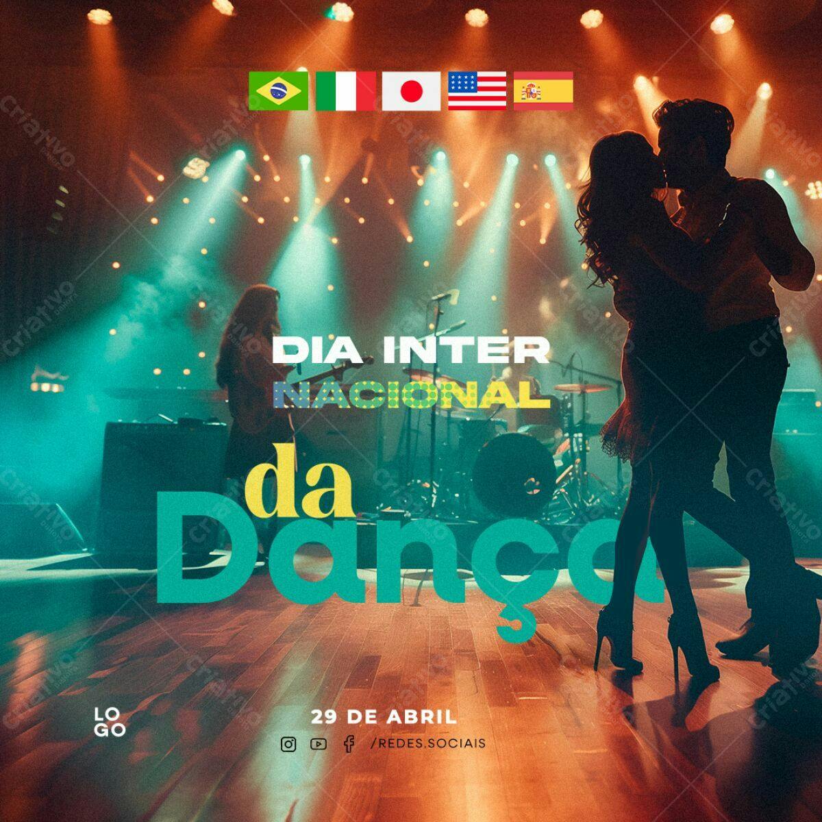 Flyer Dia Internacional da Dança PSD Editável