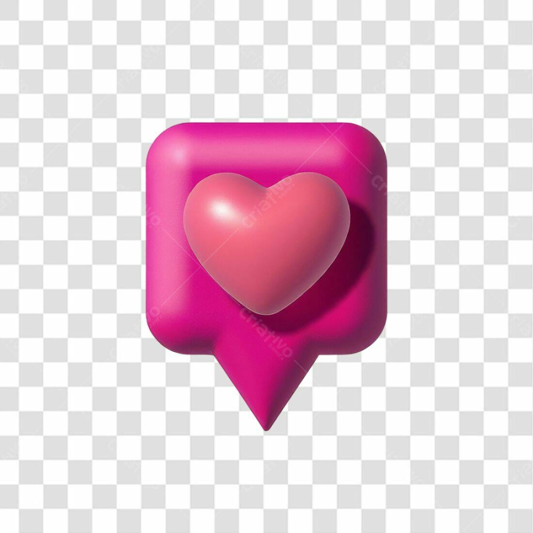 Ícone de Coração Rosa para Redes Sociais PNG com fundo transparente