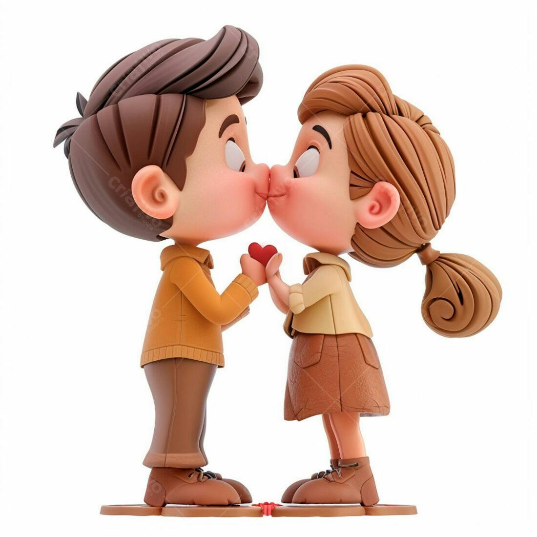 Casal apaixonado se beijando com coração